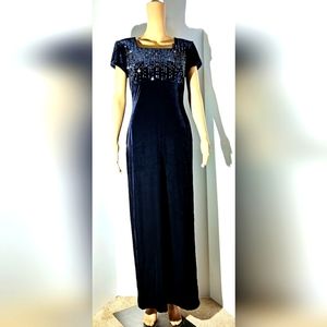 Rhapsody Black Velvet Maxi Dress Size 8